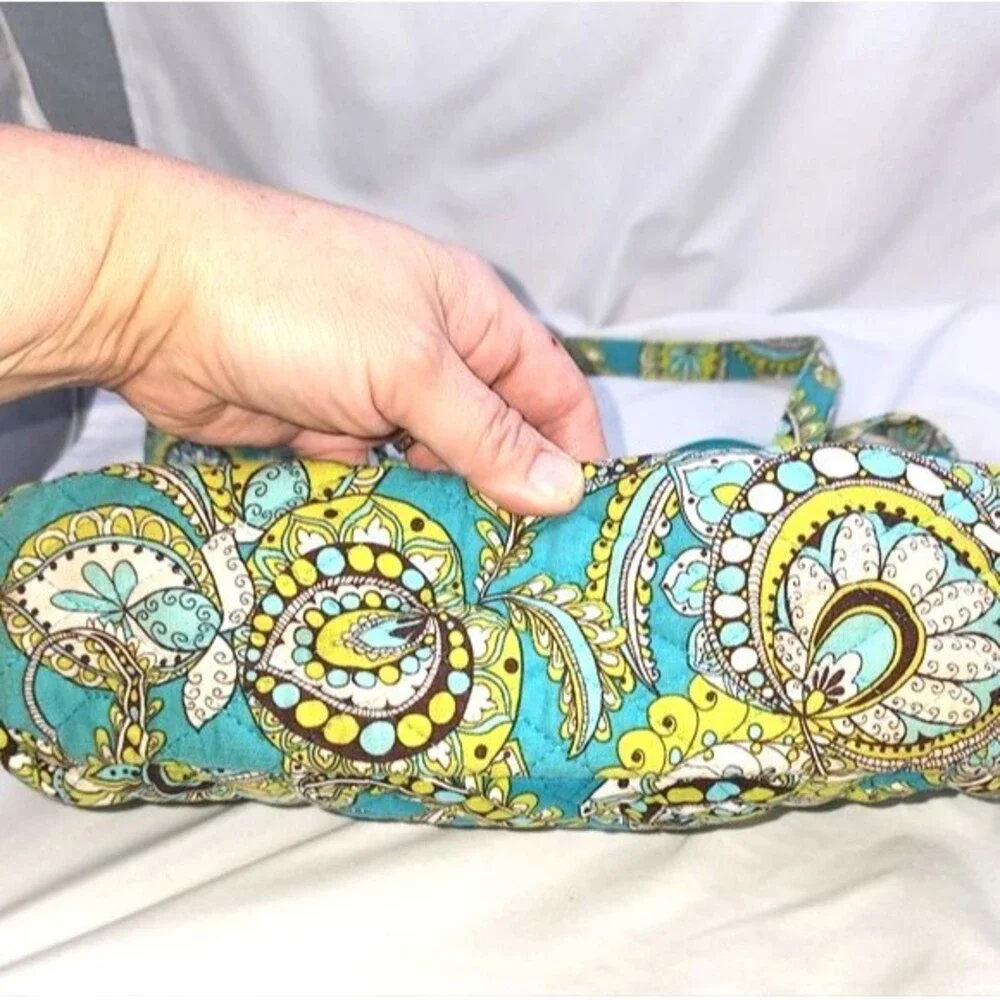 Vera Bradley Retired Peacock Turquoise Floral Quilted Fabric Tote Bag 12